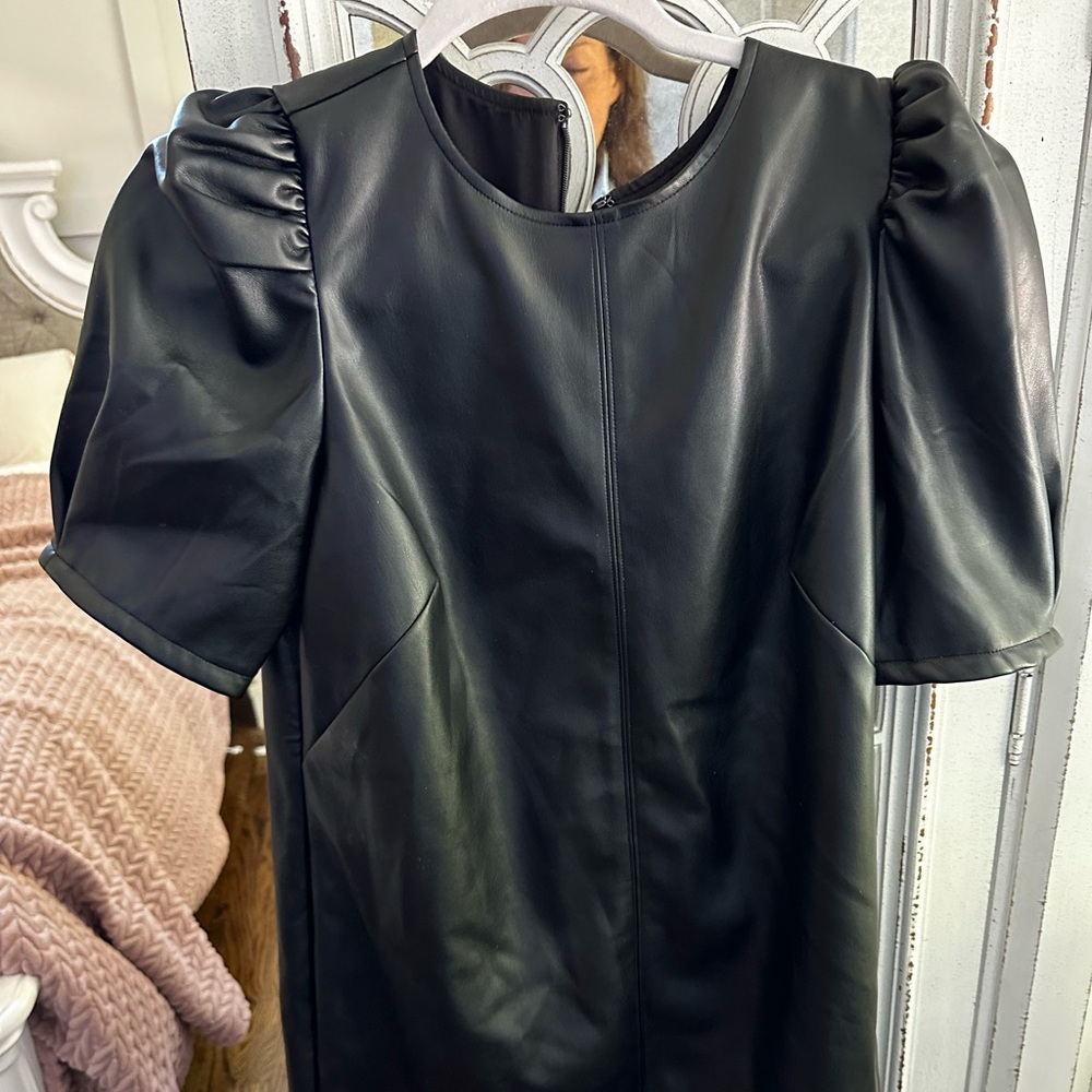 COPY - Loft NWT pleather black puff sleeve dress!!!
